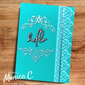 Dark Teal colored card made with the Spellbinders Timeless Collection