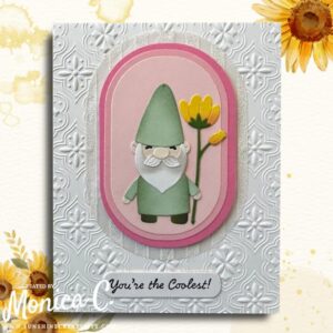 A handmade greeting card featuring the Spellbinder Garden Buddies die set.