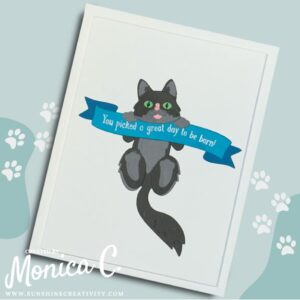 Spellbinders Cheerful Kittens die set used to create a bithday card.