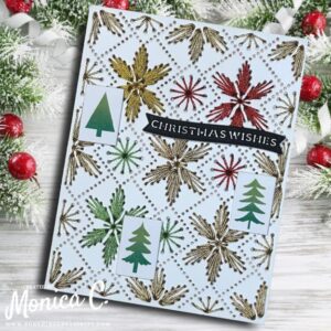 Christmas Bingo Challenge Card Making with Spellbinders Stitched Petal Diamond Background die.