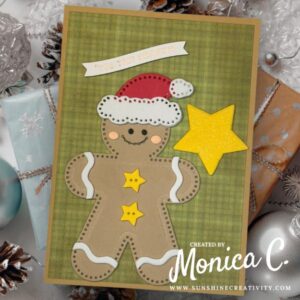 Spellbinders Felt Stitch & Create Gingerbread used with craft foam on a card