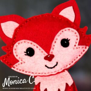 Close up of rhe fox from the Spellbinders Felt Stitch & Create die set