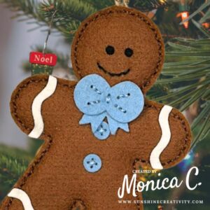 Spellbinders Felt Stitch & Create Gingerbread boy close up