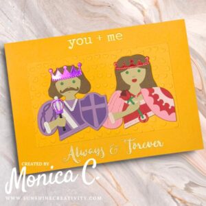 Yellow Valentines Day card with a royal couple