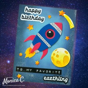 A birthday card using the Spellbinders Space Adventure collection