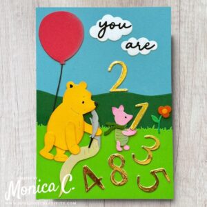 Using the Spellbinders Classy Numbers to create a cute Pooh Bear card