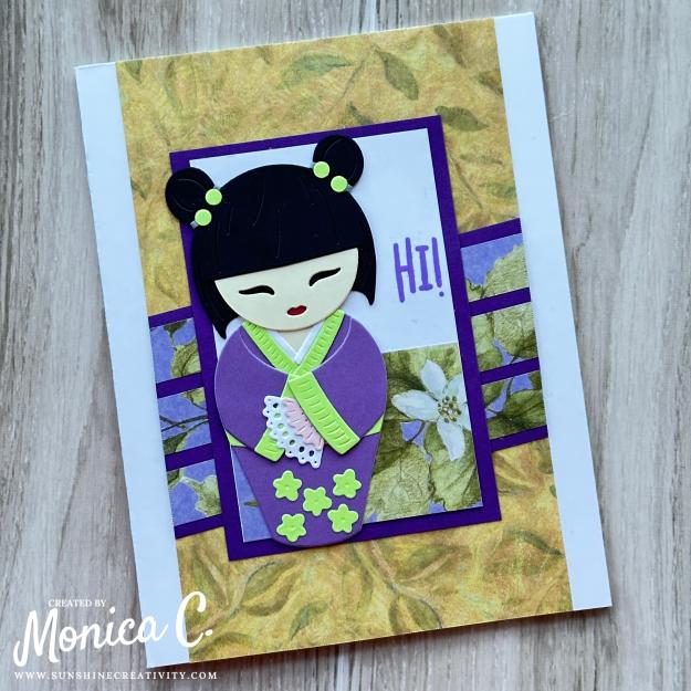 Alternative version of the May 2025 Sheetload of Cards with the other Kokeshi Doll style