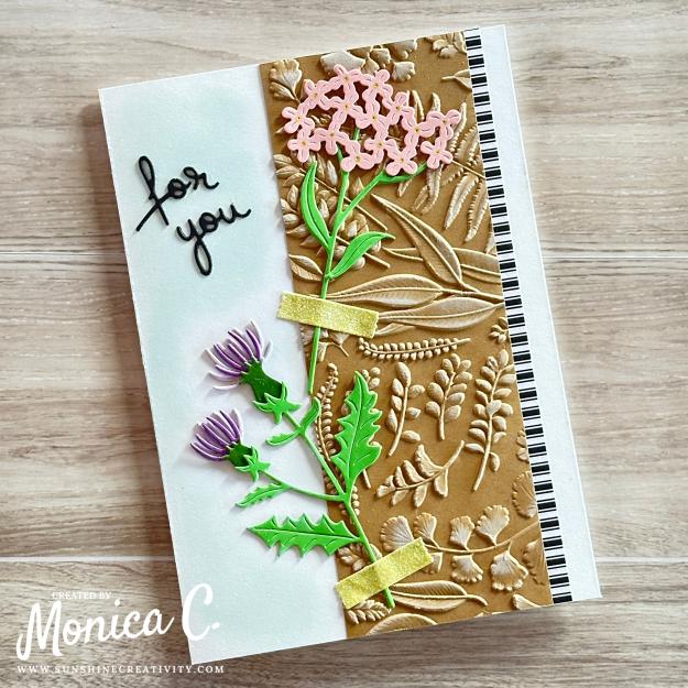 Using the Field Notes embossing folder with white ink.