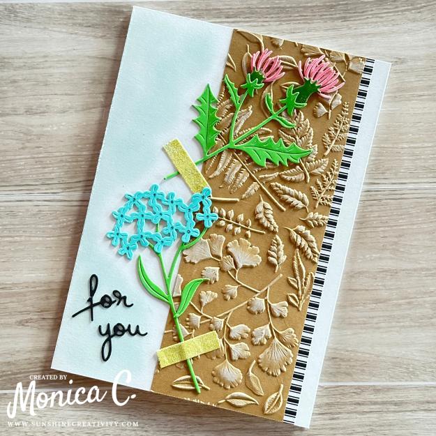 Using the Field Notes embossing folder with white ink.