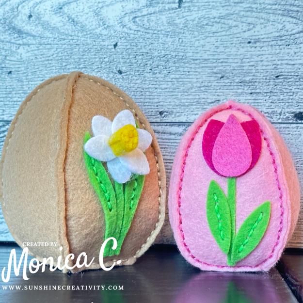 Two eggs made with the new Spellbinders 3D Eggs & Flowers