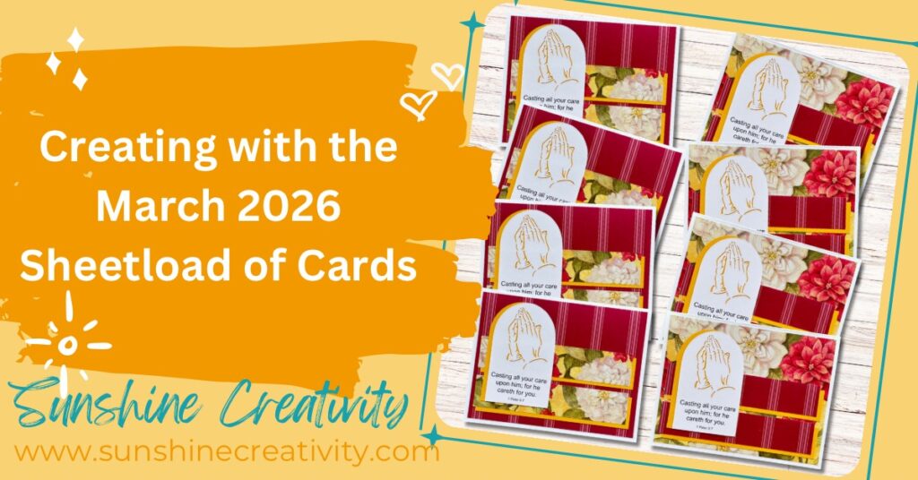 Using March 2026 Sheetload of Cards to make 24 prayer cards