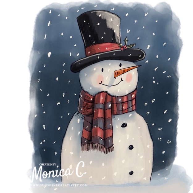 Drawing a Watercolor Snowman in Procreate with the help of Art with Flo