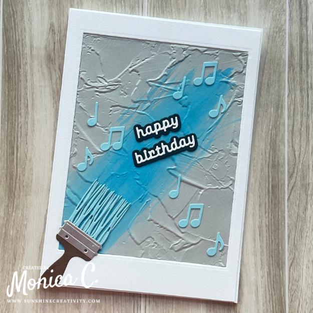 Creating a masculine cards with paint and music