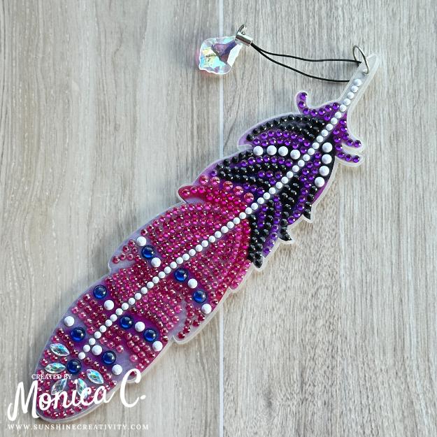 The pink and purple diamond painting feather