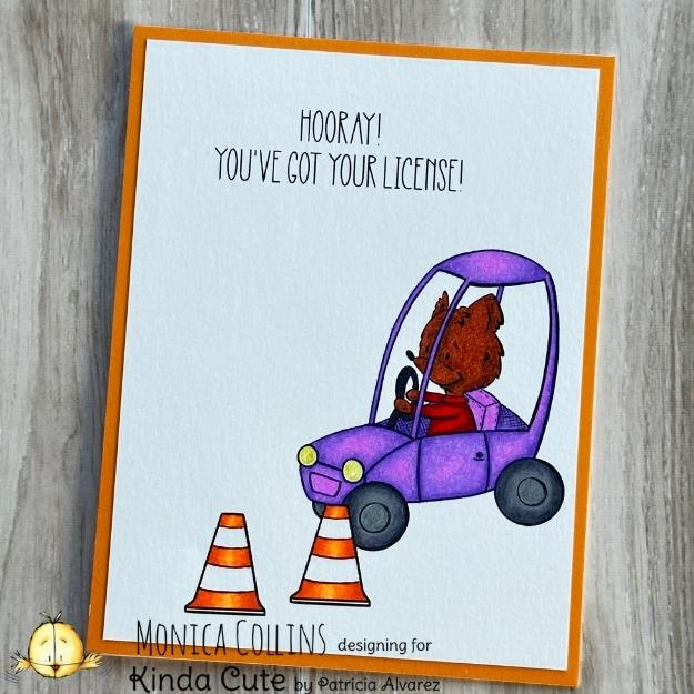 My first card for the Driving Fox Bundle from Kinda Cute