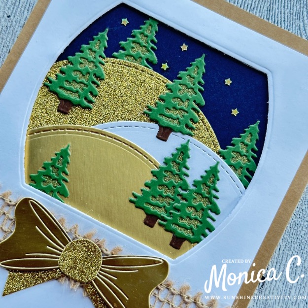 A close up of the trees on my May Christmas [or not] BINGO Challenge project