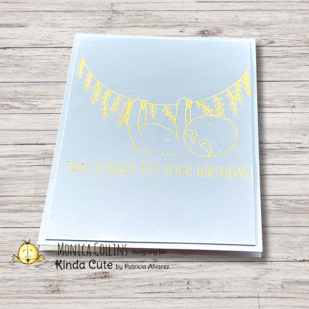Showing off the foil done on the Sloth Digital Stamp