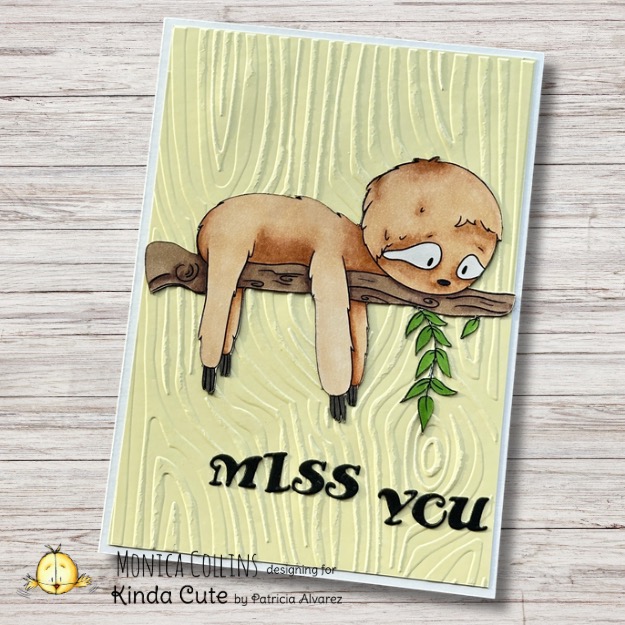 Final card made with the Sloth Digital Stamp image