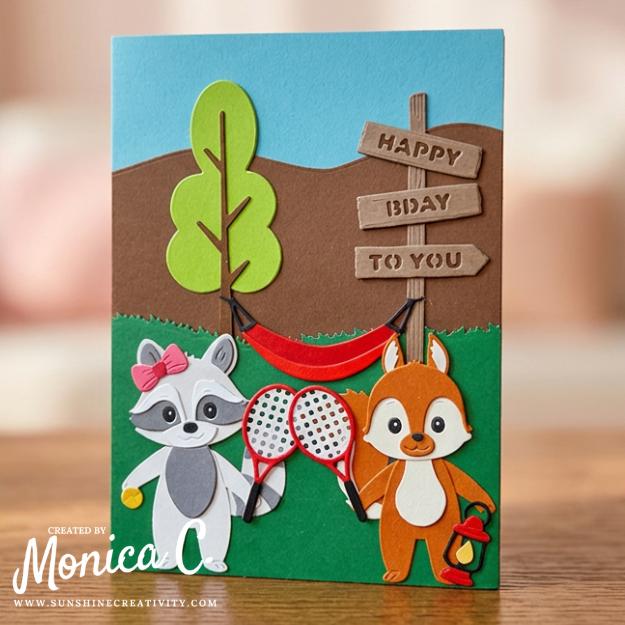 The second Summer Camp card using the racoon and the squirrel