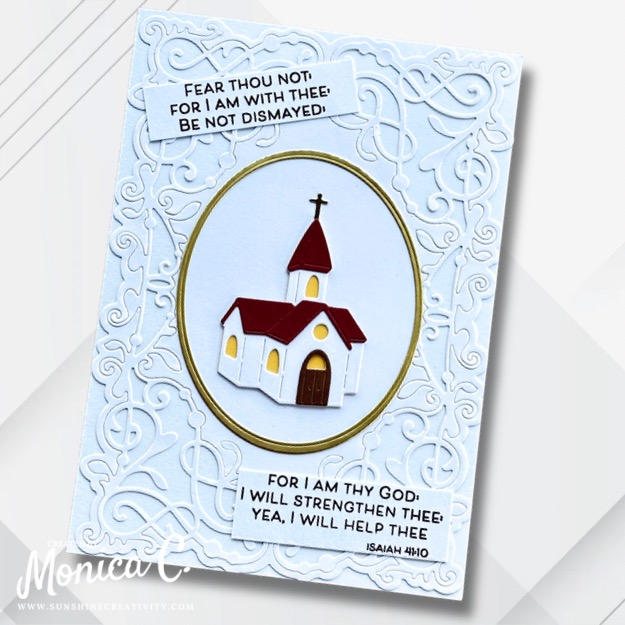 A white-on-white Spellbinders Season of Faith creation