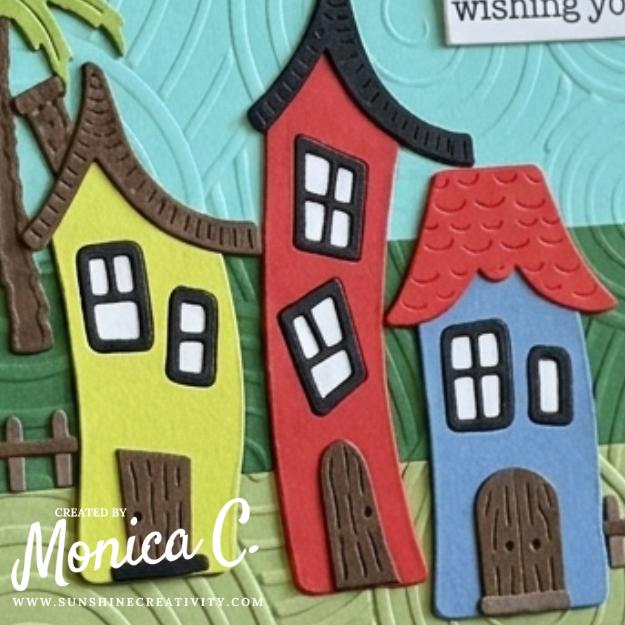Colorful Whimsical Houses in a tropical background