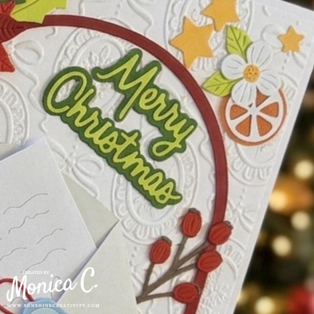 Showing the sentiment on my card done with the Dear Santa collection