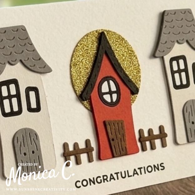 A closeup of the Whimsical Houses on the card