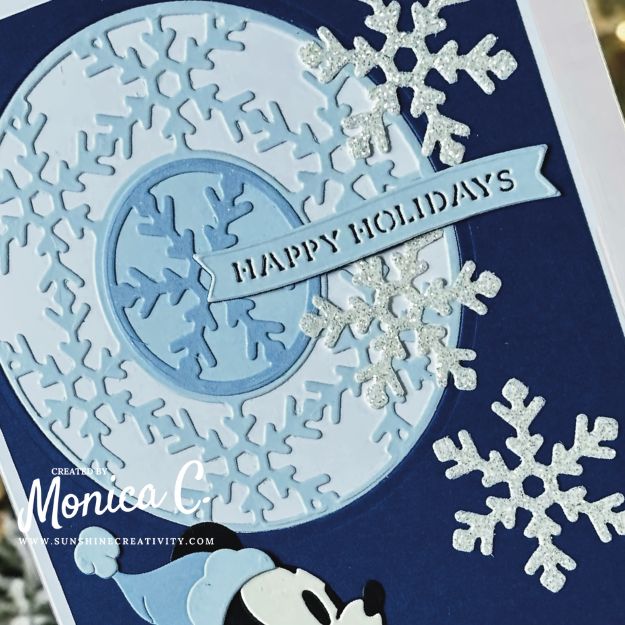A closeup of the Lisa Horton Snowflakes Wreath