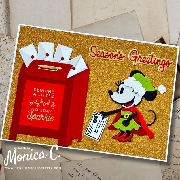 A Christmas "elf" with the Classic Mouse Costume Party die set